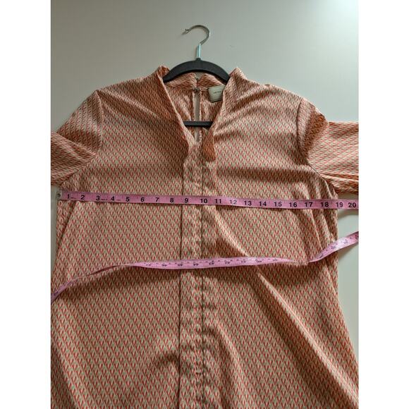 United Arrows Top Blouse Geometric Keyhole Japan Red Tan Cream Career Size 8 - Picture 9 of 10